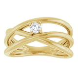 14K Gold Round Natural Diamond Solitaire Negative Space Ring - Yellow Gold - view 3