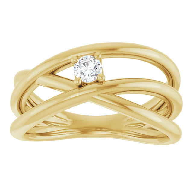 14K Gold Round Natural Diamond Solitaire Negative Space Ring - Yellow Gold - view 3