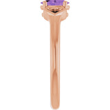 14K Gold Oval Natural Amethyst Youth Heart Ring - Rose Gold - view 4