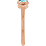 14K Gold Oval Natural Blue Zircon Youth Heart Ring - Rose Gold - view 4