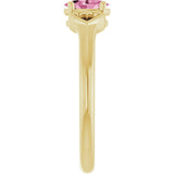 14K Gold Oval Natural Pink Tourmaline Youth Heart Ring - Yellow Gold - view 4