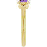 14K Gold Oval Natural Amethyst Youth Heart Ring - Yellow Gold - view 4