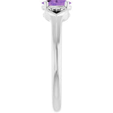 14K Gold Oval Natural Amethyst Youth Heart Ring - White Gold - view 4