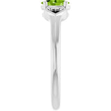 Platinum Oval Natural Peridot Youth Heart Ring - view 4