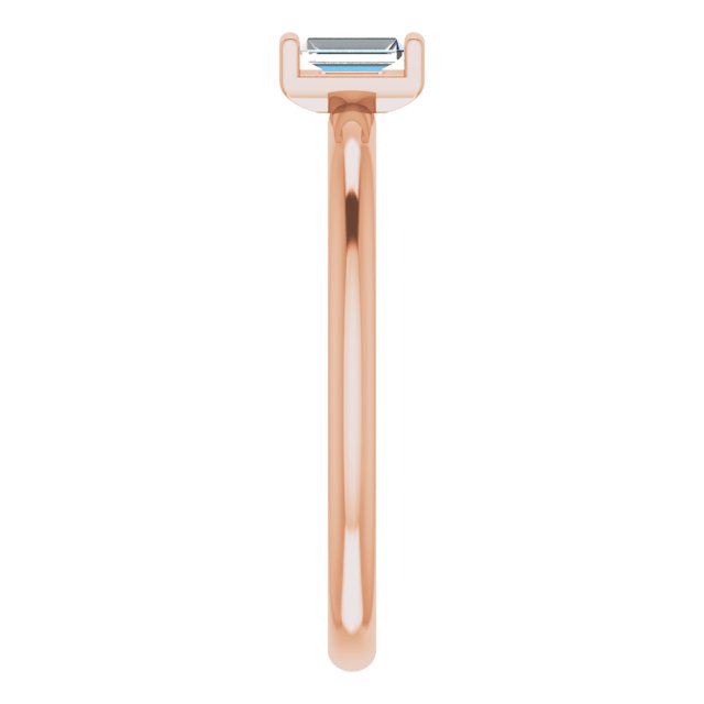 14K Gold Straight Baguette Natural Diamond Two-Stone Ring - Rose Gold - view 4
