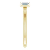 14K Gold Straight Baguette Natural Diamond Two-Stone Ring - Yellow Gold - view 4
