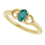 14K Gold Oval Lab-Grown Alexandrite Youth Heart Ring - Yellow Gold - view 5