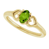 14K Gold Oval Natural Peridot Youth Heart Ring - Yellow Gold - view 5