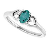 14K Gold Oval Lab-Grown Alexandrite Youth Heart Ring - White Gold - view 5
