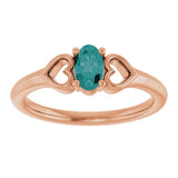 14K Gold Oval Lab-Grown Alexandrite Youth Heart Ring - Rose Gold - view 3