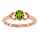 14K Gold Oval Natural Peridot Youth Heart Ring - Rose Gold - view 3