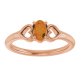 14K Gold Oval Natural Citrine Youth Heart Ring - Rose Gold - view 3