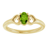14K Gold Oval Natural Peridot Youth Heart Ring - Yellow Gold - view 3