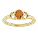 14K Gold Oval Natural Citrine Youth Heart Ring - Yellow Gold - view 3