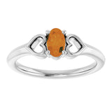 14K Gold Oval Natural Citrine Youth Heart Ring - White Gold - view 3