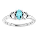 Platinum Oval Natural Blue Zircon Youth Heart Ring - view 3