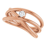 14K Gold Round Natural Diamond Solitaire Negative Space Ring - Rose Gold - view 5