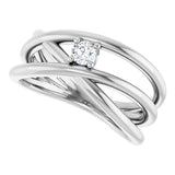 14K Gold Round Natural Diamond Solitaire Negative Space Ring - White Gold - view 5