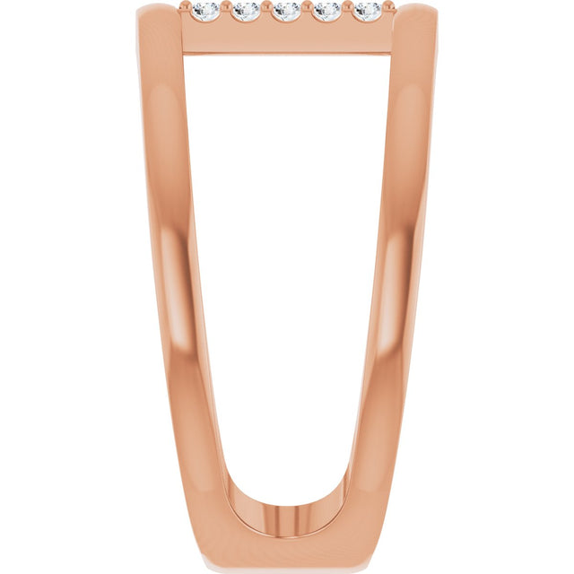 14K Gold Round Natural Diamond Negative Space Ring – 1.3mm Stones - Rose Gold - view 4