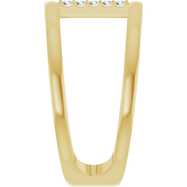 14K Gold Round Natural Diamond Negative Space Ring – 1.3mm Stones - Yellow Gold - view 4