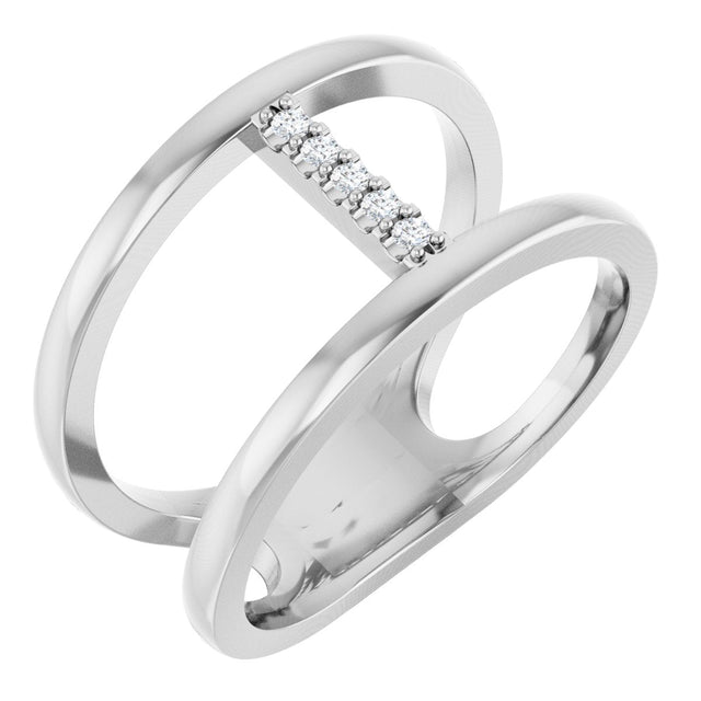 Platinum Round Natural Diamond Negative Space Ring – 1.3mm Stones