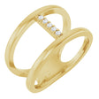 14K Gold Round Natural Diamond Negative Space Ring – 1.3mm Stones - Yellow Gold
