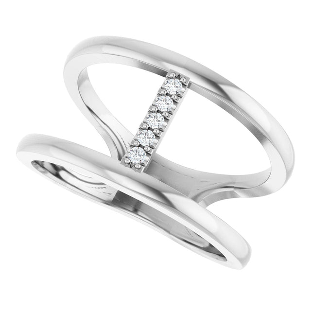 Platinum Round Natural Diamond Negative Space Ring – 1.3mm Stones - view 5