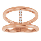 14K Gold Round Natural Diamond Negative Space Ring – 1.3mm Stones - Rose Gold - view 3