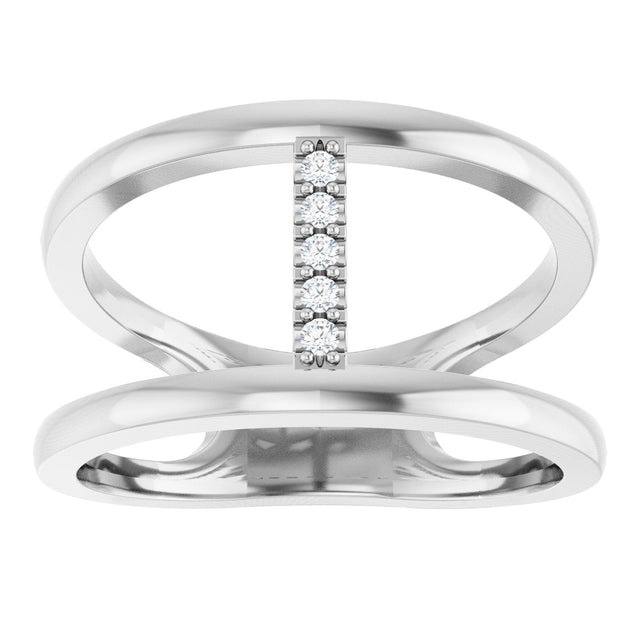Platinum Round Natural Diamond Negative Space Ring – 1.3mm Stones - view 3