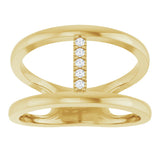 14K Gold Round Natural Diamond Negative Space Ring – 1.3mm Stones - Yellow Gold - view 3