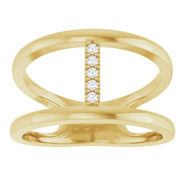 14K Gold Round Natural Diamond Negative Space Ring – 1.3mm Stones - Yellow Gold - view 3