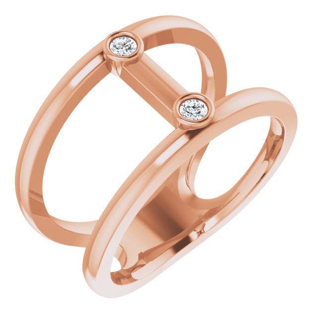 14K Gold Round Natural Diamond Two-Stone Negative Space Ring - Rose Gold