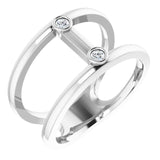 14K Gold Round Natural Diamond Two-Stone Negative Space Ring - White Gold