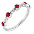 14K Gold Round Lab-Grown Ruby Stackable Bead Ring – 2.5mm Stones - White Gold