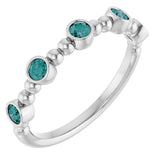 Platinum Round Lab-Grown Alexandrite Stackable Bead Ring