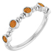 Platinum Round Natural Citrine Stackable Bead Ring – 2.5mm Stones