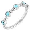 14K Gold Round Natural Blue Zircon Stackable Bead Ring – 2.5mm Stones - White Gold