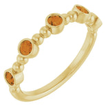 14K Gold Round Natural Citrine Stackable Bead Ring – 2.5mm Stones - Yellow Gold