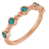 14K Gold Round Lab-Grown Alexandrite Stackable Bead Ring - Rose Gold