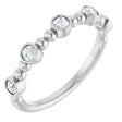 14K Gold Round Natural Diamond Stackable Bead Ring – 2.5mm Stones - White Gold