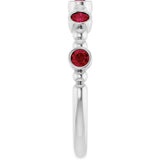 Platinum Round Natural Ruby Stackable Bead Ring – 2.5mm Stones - view 4