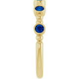 14K Gold Round Lab-Grown Blue Sapphire Stackable Bead Ring - Yellow Gold - view 4