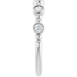 Platinum Round Natural Diamond Stackable Bead Ring – 2.5mm Stones - view 4