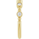14K Gold Round Natural Diamond Stackable Bead Ring – 2.5mm Stones - Yellow Gold - view 4