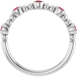 14K Gold Round Lab-Grown Ruby Stackable Bead Ring – 2.5mm Stones - White Gold - view 2
