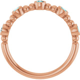 14K Gold Round Natural Blue Zircon Stackable Bead Ring – 2.5mm Stones - Rose Gold - view 2