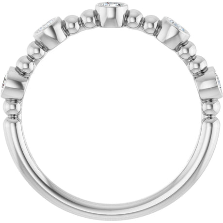 Platinum Round Natural Diamond Stackable Bead Ring – 2.5mm Stones - view 2