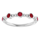 14K Gold Round Lab-Grown Ruby Stackable Bead Ring – 2.5mm Stones - White Gold - view 3