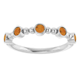 14K Gold Round Natural Citrine Stackable Bead Ring – 2.5mm Stones - White Gold - view 3