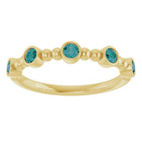 14K Gold Round Natural Alexandrite Stackable Bead Ring – 2.5mm Stones - Yellow Gold - view 3